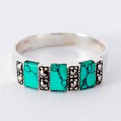 Turquoise marcasite ring image