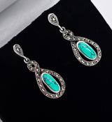 Turquoise marcasite drop earrings image