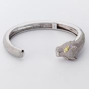 Silver leopard torque bangle image