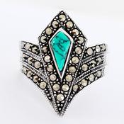Turquoise marcasite ring image