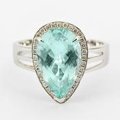 Pear cut aqua diamond cluster image