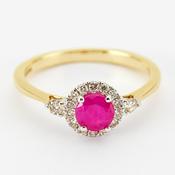 Round Ruby &amp;amp; Diamond Cluster Ring image