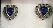 Marcasite Blue Heart Earrings image
