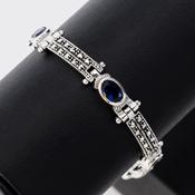 Silver Oval Blue Stone Bracelet image