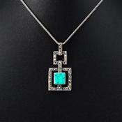 Silver turquoise art deco pendant image