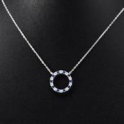 Silver blue cz circle pendant image