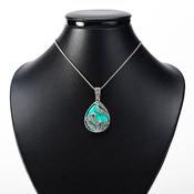 Teardrop turquoise marcasite pendant