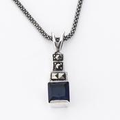 Dainty sapphire marcasite pendant image