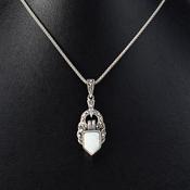 Art deco style opal marcasite pendant image