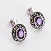 Oval amethyst and marcasite studs image