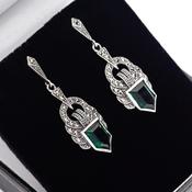 Art deco style marcasite emerald earrings image