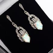 Art deco style opal marcasite earrings image