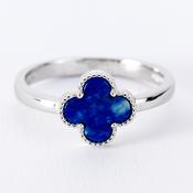 Lapis quatrefoil silver ring image
