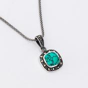 Turquoise marcasite pendant