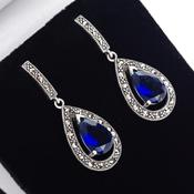 Blue Marcasite Teardrop Earrings image