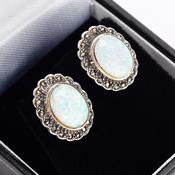 Opal marcasite cluster earrings image