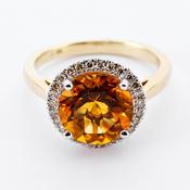 Citrine and diamond cluster ring image