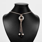 Fresh Water Pearl and Onyx Drop Pendant