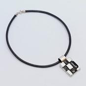 Black Onyx and White Retro Pendant