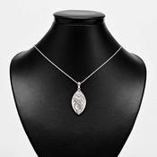 Mother of Pearl and Cz Pendant on Silver Chain