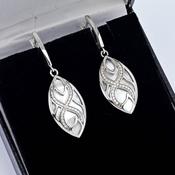 MOP and Cz Silver Drop Earrings image