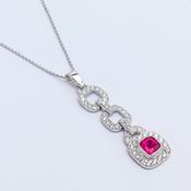 Red Art Deco Style Cz Pendant