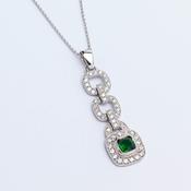Green Art Deco Style Cz Pendant