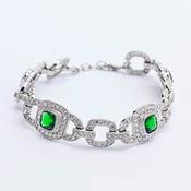 GREEN ART DECO STYLE SILVER BRACELET