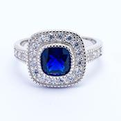 BLUE ART DECO STYLE SILVER RING