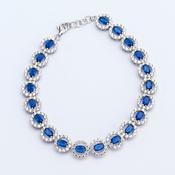 Blue Cz Cluster Silver Bracelet