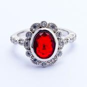 Red Silver and Cz Ring