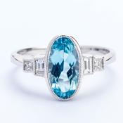 Oval Aquamarine &amp;amp; Diamond Ring image