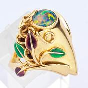Black Opal Gold Ring
