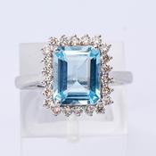 Aquamarine and Diamond Ring