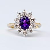 Amethyst and Diamond Cluster Ring image