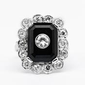 Art Deco Onyx &amp;amp; Diamond Ring