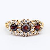 Antique Garnet 3 Stone Ring