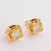 9 Carat Opal &amp;amp; Diamond Studs image