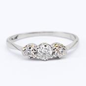 Antique 3 Stone Diamond Ring image