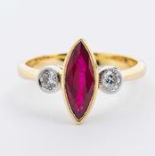 Marquise Ruby &amp;amp; Diamond Ring image