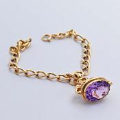Curb Link Bracelet with Amethyst Fob image