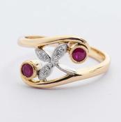 Ruby &amp;amp; Diamond Flower Ring image