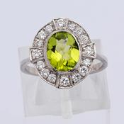 Peridot &amp;amp; Diamond Cluster Ring image