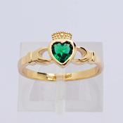 Gold Claddagh Ring Green Heart image