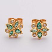 Emerald &amp;amp; Diamond Cluster Studs image