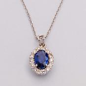 Sapphire Diamond Cluster Pendant image