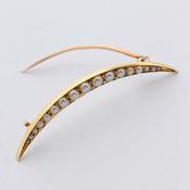 Gold Pearl Crescent Brooch image