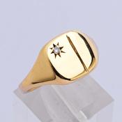 Gold Signet Ring with Diamond image