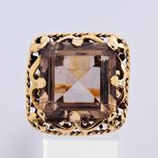 Large Smokey Quartz Square Ring image