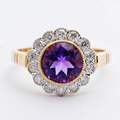Amethyst &amp;amp; Diamond Cluster Ring image